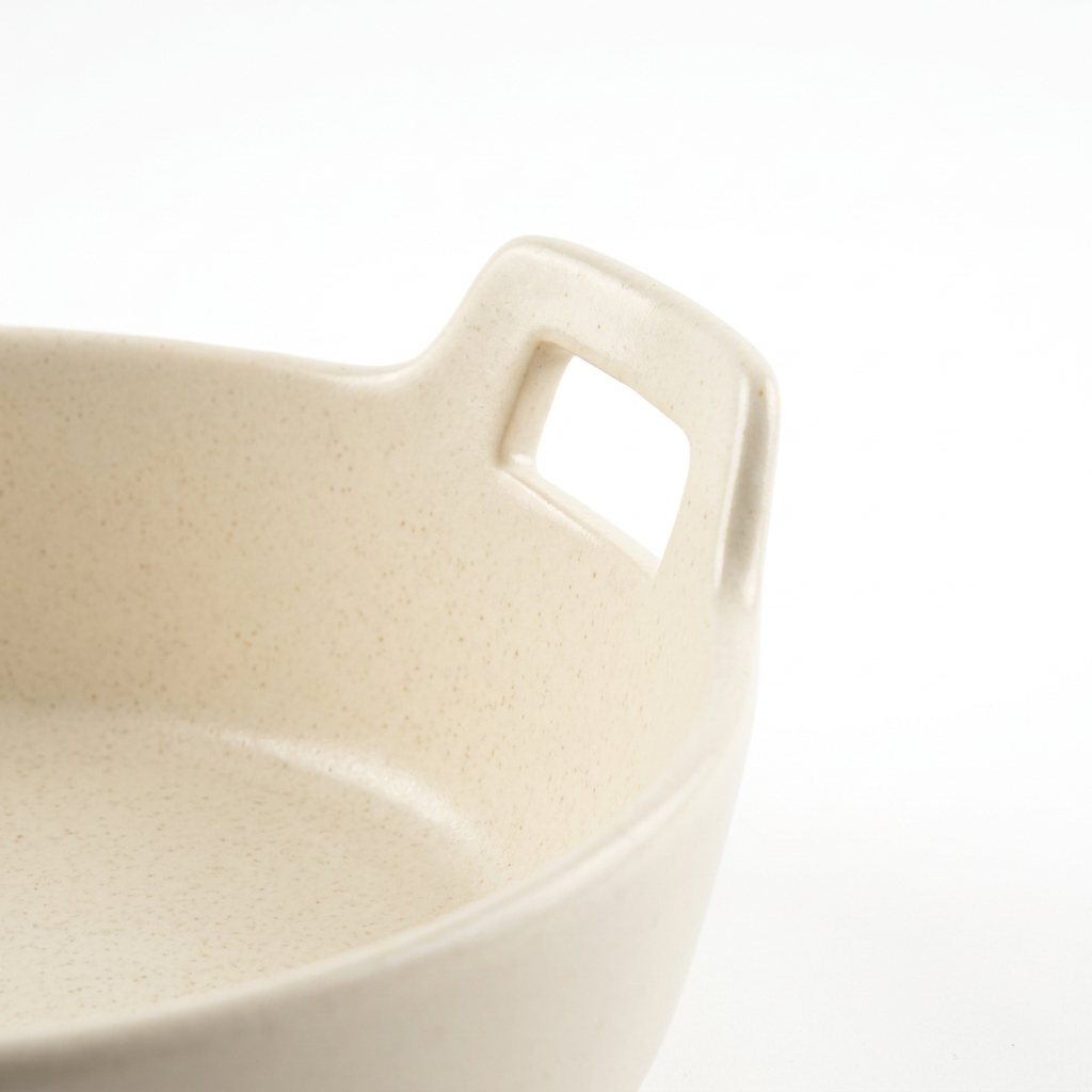 Ceramic Bowl with Two Handles Cream – 23cm