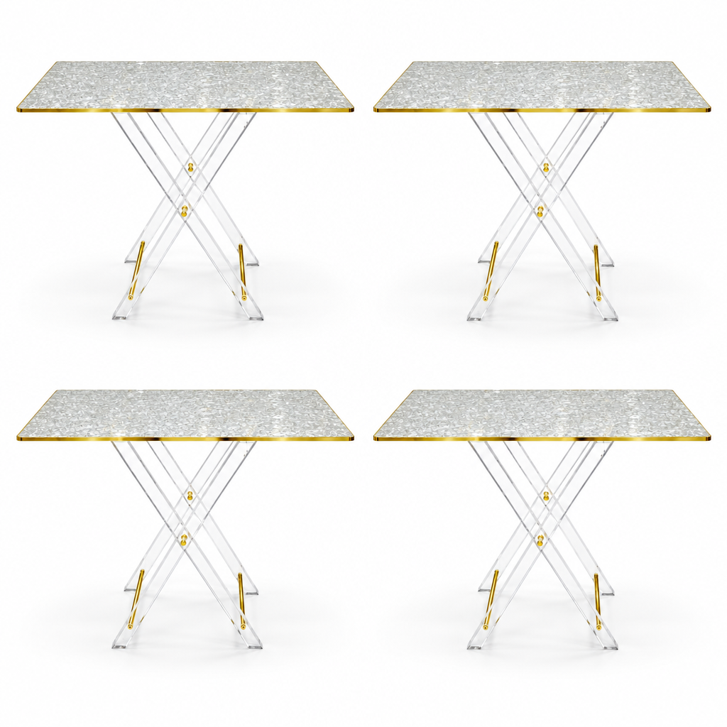 Pilsco Acrylic 4-Piece Table Set with Gold Trim – 50×50×40cm