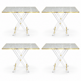 Pilsco Acrylic 4-Piece Table Set with Gold Trim – 50×50×40cm