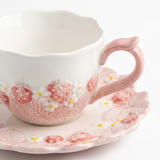 Luhpar Ceramic Cup & Saucer Set with Pink Strawberry Design - 300ml