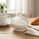 Deli Glass Sugar Pot with Decorative Lid – 8×10cm