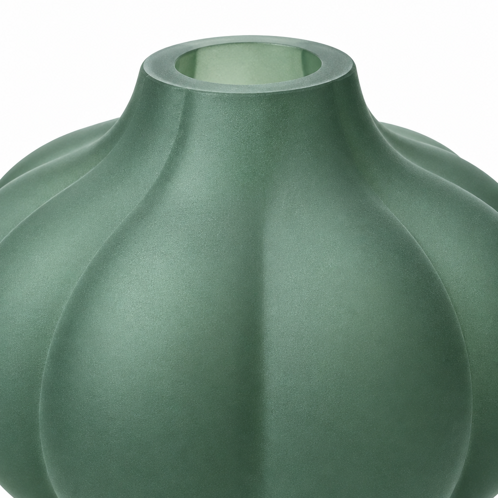 Ribbed Design Glass Vase Green - 10cm