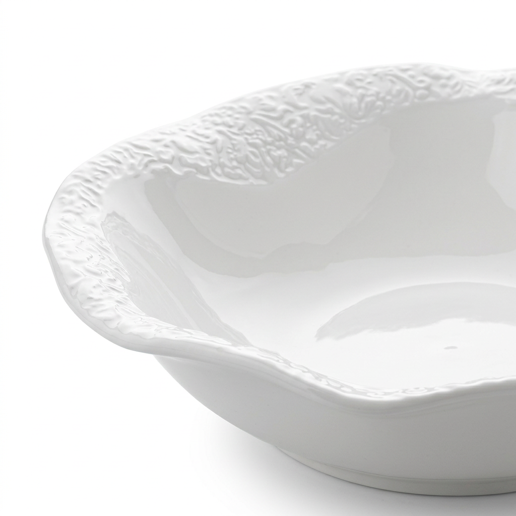 Textured  Ceramic Bowl White - 21cm