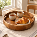 Luhpar Round Wooden Tray with Cutout Handles –  30cm