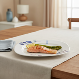 Henlee White & Blue Melamine Oval Plate - 14 Inch