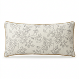 Rectangular Rose Print Cushion - Ivory & Grey – 30×70cm