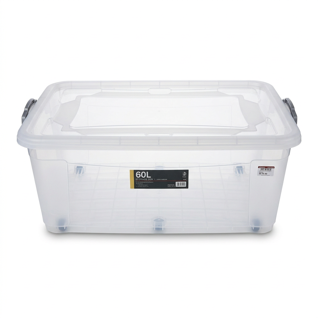 Polytime Transparent Storage Box with Lid – 60 Litres