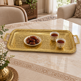 Rectangular Stainless Steel Serving Tray with Handles Gold – 85×30cm
