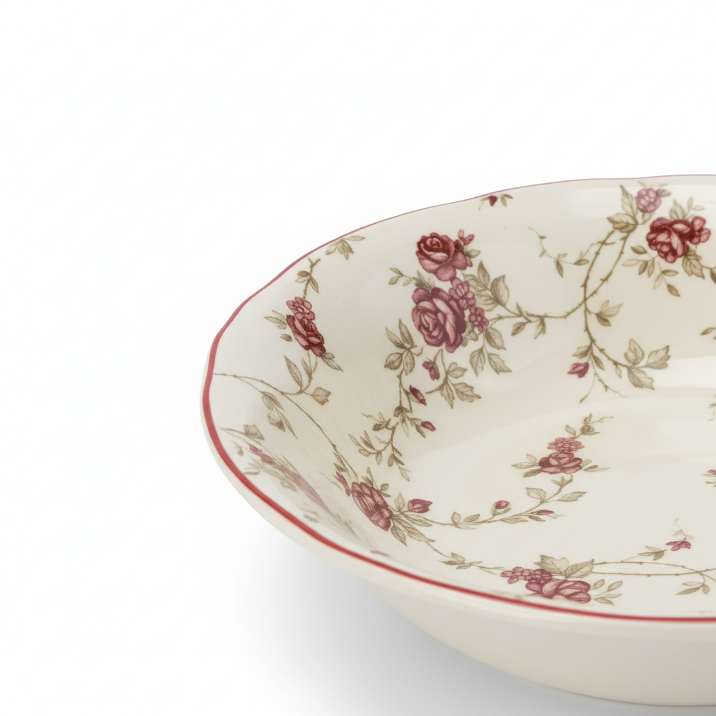 Legend Floral Ceramic Salad Bowl Cream - 9.3 Inch