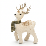 Decorative Reindeer Figurine with Gold Glitter Ivory White - 21×15cm