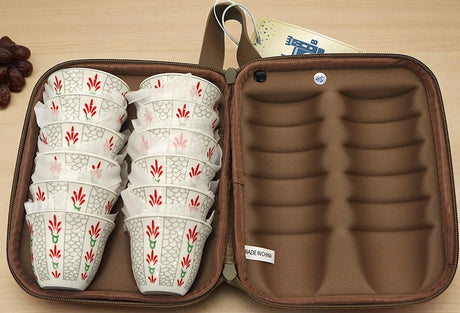 BAB 12 - Piece Traditional Arabic Cawa Cup Set with Carry Bag – Elegant White with Red & Green Design – Large Set Perfect for Parties & Special Occasions - Al Kabayel Discount CentreBAB 12 - Piece Traditional Arabic Cawa Cup Set with Carry Bag – Elegant White with Red & Green Design – Large Set Perfect for Parties & Special OccasionsTea SetsBABAl Kabayel Discount Centre