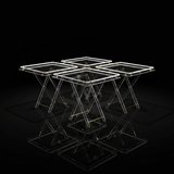 Bait Al Crystal Luxury Clear Acrylic 4 - Piece Folding Table Set with White Tubular Rail and Gold Metal Brackets Modern Home Accent Furniture 50x50x40 cm - Al Kabayel Discount CentreBait Al Crystal Luxury Clear Acrylic 4 - Piece Folding Table Set with White Tubular Rail and Gold Metal Brackets Modern Home Accent Furniture 50x50x40 cmOrganizers & AccessoriesBAIT AL CRYSTALAl Kabayel Discount Centre