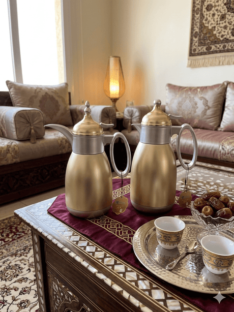 Bait Al Crystal Metallic Gold & Silver Designer Vacuum Flask for Hot & Cold Drinks 700ml–1L Capacity - Al Kabayel Discount CentreBait Al Crystal Metallic Gold & Silver Designer Vacuum Flask for Hot & Cold Drinks 700ml–1L CapacityThermosBAIT AL CRYSTALAl Kabayel Discount Centre