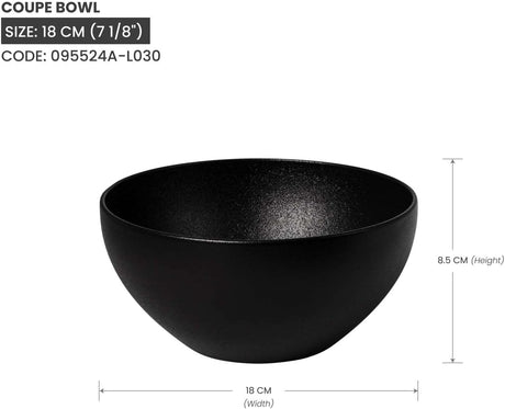 Baralee Porcelina Round Deep Coupe Bowl Suop Bowl Salad Bowl Side Bowl Dessert Bowl - 18CM - Black - Al Kabayel Discount CentreBaralee Porcelina Round Deep Coupe Bowl Suop Bowl Salad Bowl Side Bowl Dessert Bowl - 18CM - BlackBowlsBARALEEAl Kabayel Discount Centre