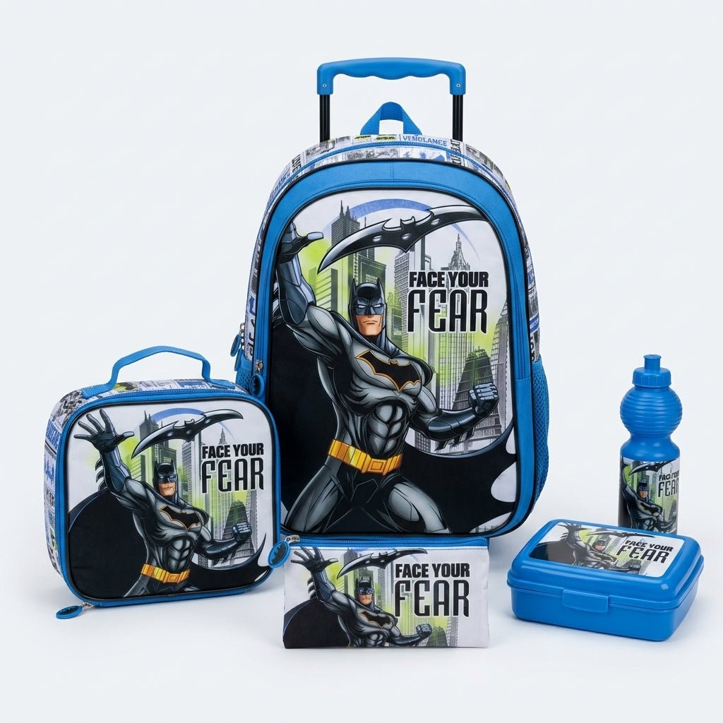 Batman "Face Your Fear" 5-in-1 18-Inch School Trolley Set - Al Kabayel Discount CentreBatman "Face Your Fear" 5-in-1 18-Inch School Trolley SetSchool BagsWBAl Kabayel Discount Centre