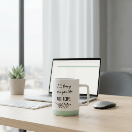 Baytix "All Things Are Possible With Coffee" White & Sage Green Ceramic Mug | 400ml - Al Kabayel Discount CentreBaytix "All Things Are Possible With Coffee" White & Sage Green Ceramic Mug | 400mlMugsBAYTIXAl Kabayel Discount Centre