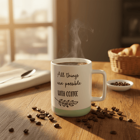 Baytix "All Things Are Possible With Coffee" White & Sage Green Ceramic Mug | 400ml - Al Kabayel Discount CentreBaytix "All Things Are Possible With Coffee" White & Sage Green Ceramic Mug | 400mlMugsBAYTIXAl Kabayel Discount Centre