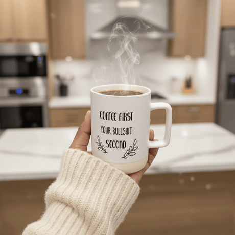 Baytix "Coffee First" White & Cream Ceramic Mug — 400ml - Al Kabayel Discount CentreBaytix "Coffee First" White & Cream Ceramic Mug — 400mlMugsBAYTIXAl Kabayel Discount Centre