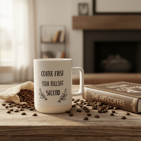 Baytix "Coffee First" White & Cream Ceramic Mug — 400ml - Al Kabayel Discount CentreBaytix "Coffee First" White & Cream Ceramic Mug — 400mlMugsBAYTIXAl Kabayel Discount Centre