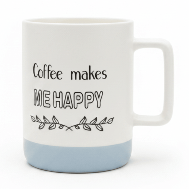 Baytix "Coffee Makes Me Happy" White & Blue Ceramic Mug — 400ml - Al Kabayel Discount CentreBaytix "Coffee Makes Me Happy" White & Blue Ceramic Mug — 400mlMugsBAYTIXAl Kabayel Discount Centre