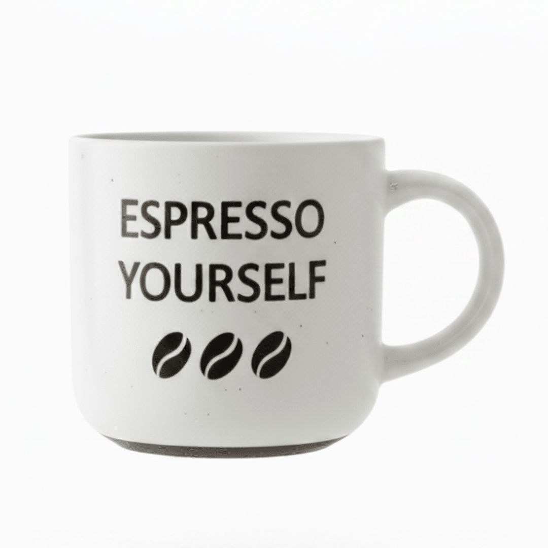 Baytix "Espresso Yourself" White Ceramic Mug — 300ml - Al Kabayel Discount CentreBaytix "Espresso Yourself" White Ceramic Mug — 300mlMugsBAYTIXAl Kabayel Discount Centre