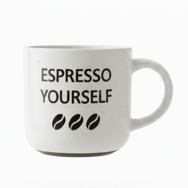 Baytix "Espresso Yourself" White Ceramic Mug — 300ml - Al Kabayel Discount CentreBaytix "Espresso Yourself" White Ceramic Mug — 300mlMugsBAYTIXAl Kabayel Discount Centre