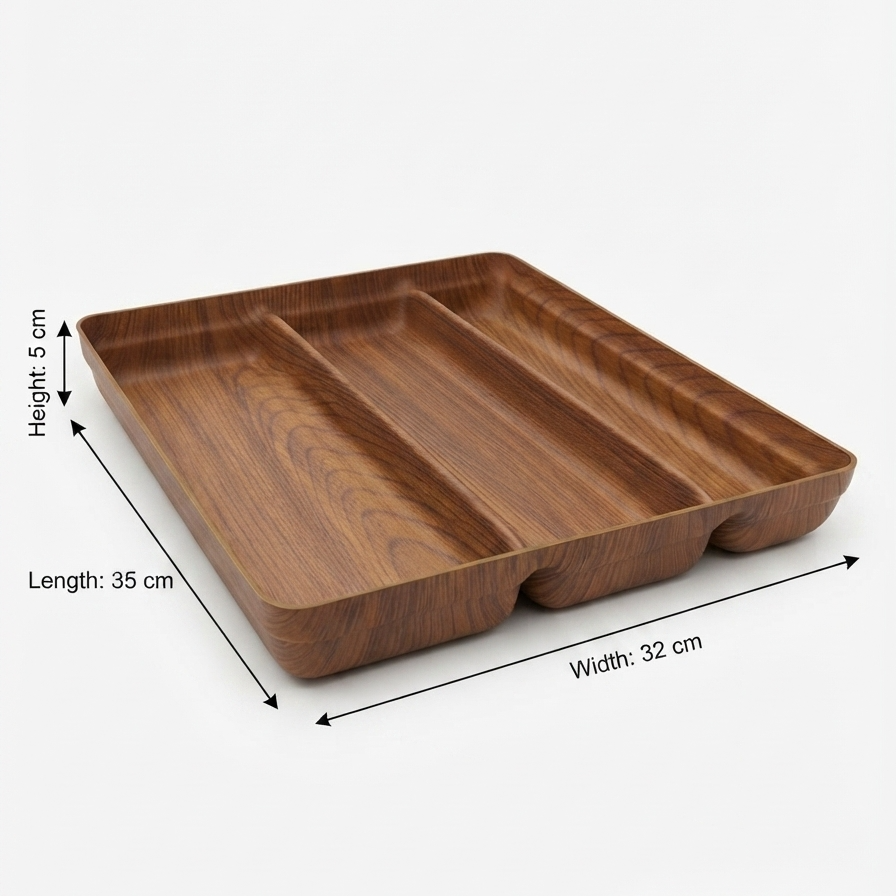 Evelin 3-Compartment Cutlery Tray – 32×35×5 cm