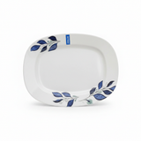 Henlee White & Blue Melamine Oval Plate - 12 Inch