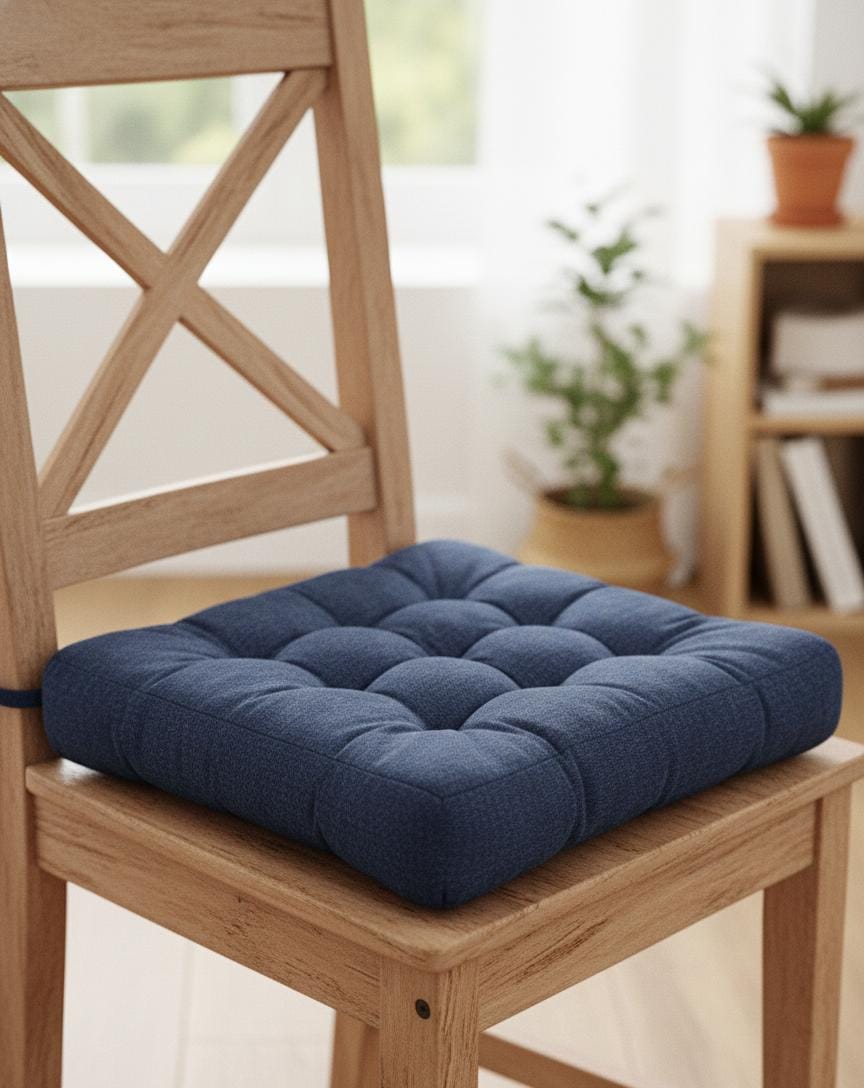 AKDC Premium Square Corduroy Cushion – Deep Blue Textured Ribbed Fabric Decorative Pillow, 50×50×12 cm