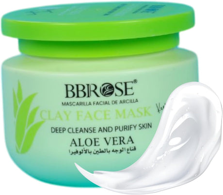 BBROSE Aloe Vera Clay Face Mask Deep Cleansing, Hydrating, Detoxifying, and Pore - Minimizing Mask for Smooth, Clear, and Radiant Skin - 250ML - Al Kabayel Discount CentreBBROSE Aloe Vera Clay Face Mask Deep Cleansing, Hydrating, Detoxifying, and Pore - Minimizing Mask for Smooth, Clear, and Radiant Skin - 250MLSkin CareBBROSEAl Kabayel Discount Centre