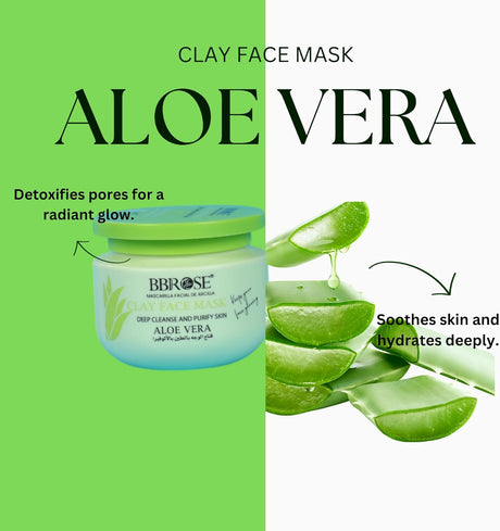 BBROSE Aloe Vera Clay Face Mask Deep Cleansing, Hydrating, Detoxifying, and Pore - Minimizing Mask for Smooth, Clear, and Radiant Skin - 250ML - Al Kabayel Discount CentreBBROSE Aloe Vera Clay Face Mask Deep Cleansing, Hydrating, Detoxifying, and Pore - Minimizing Mask for Smooth, Clear, and Radiant Skin - 250MLSkin CareBBROSEAl Kabayel Discount Centre