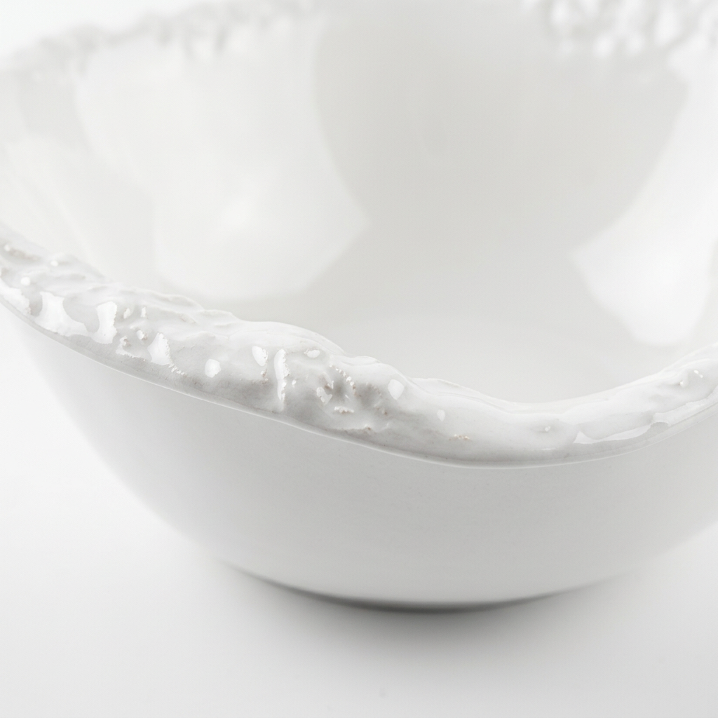 Textured Ceramic Bowl White - 15cm