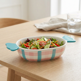 Ceramic Serving Dish with Handles Pink & Turquoise - 18×12cm