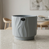 Ceramic Flower Vase with Textured Design Light Grey– 16×20cm