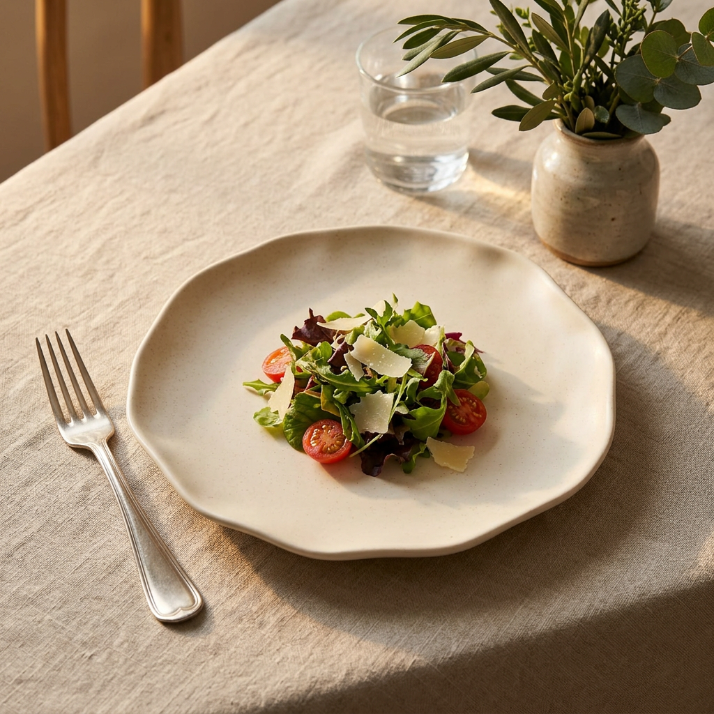Ceramic Plate with Wavy Rim Cream – 22cm
