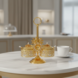 Future Star Metal & Glass Sugar Pot Set Gold - 20×30cm
