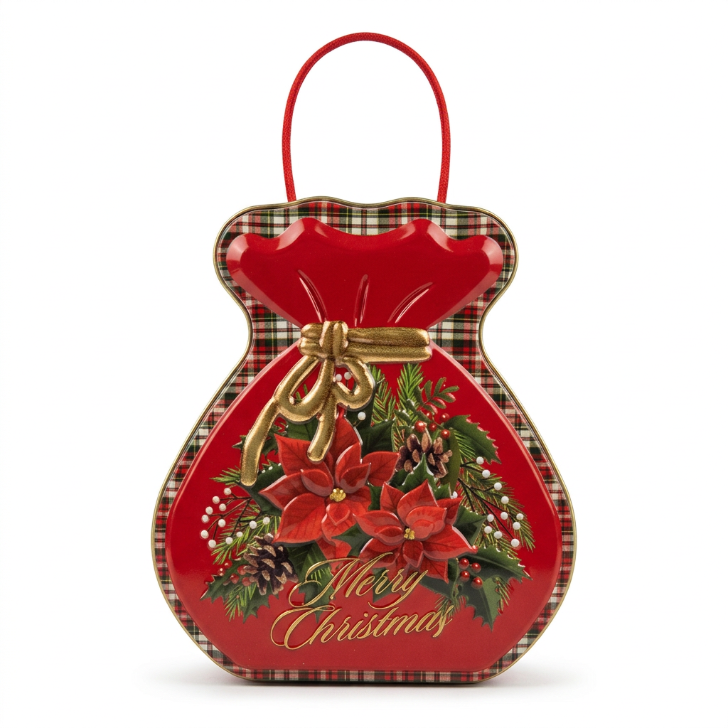 Metal Christmas Candy Box Red - 14×12cm