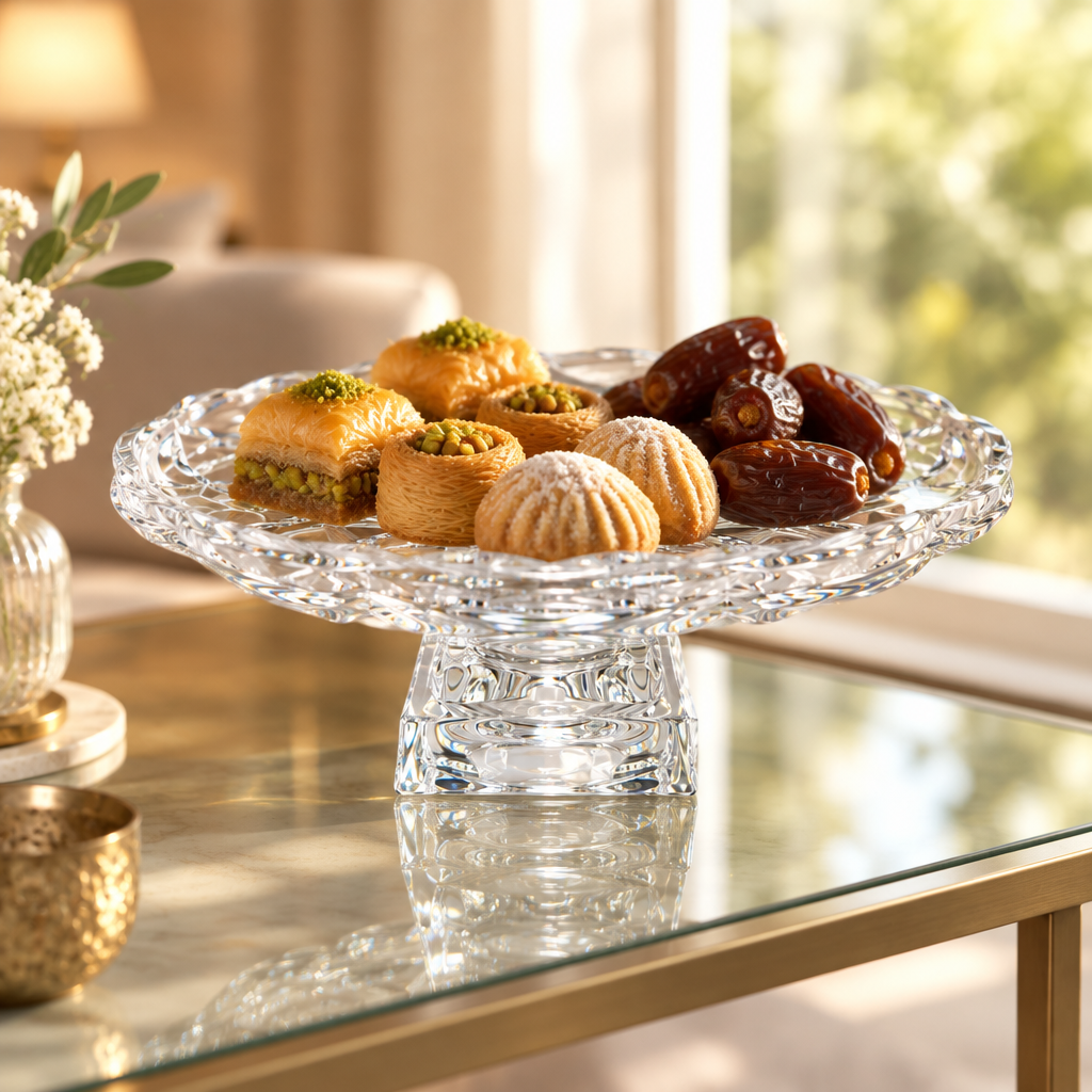 Glass Footed Fruit Plate- 30×13cm