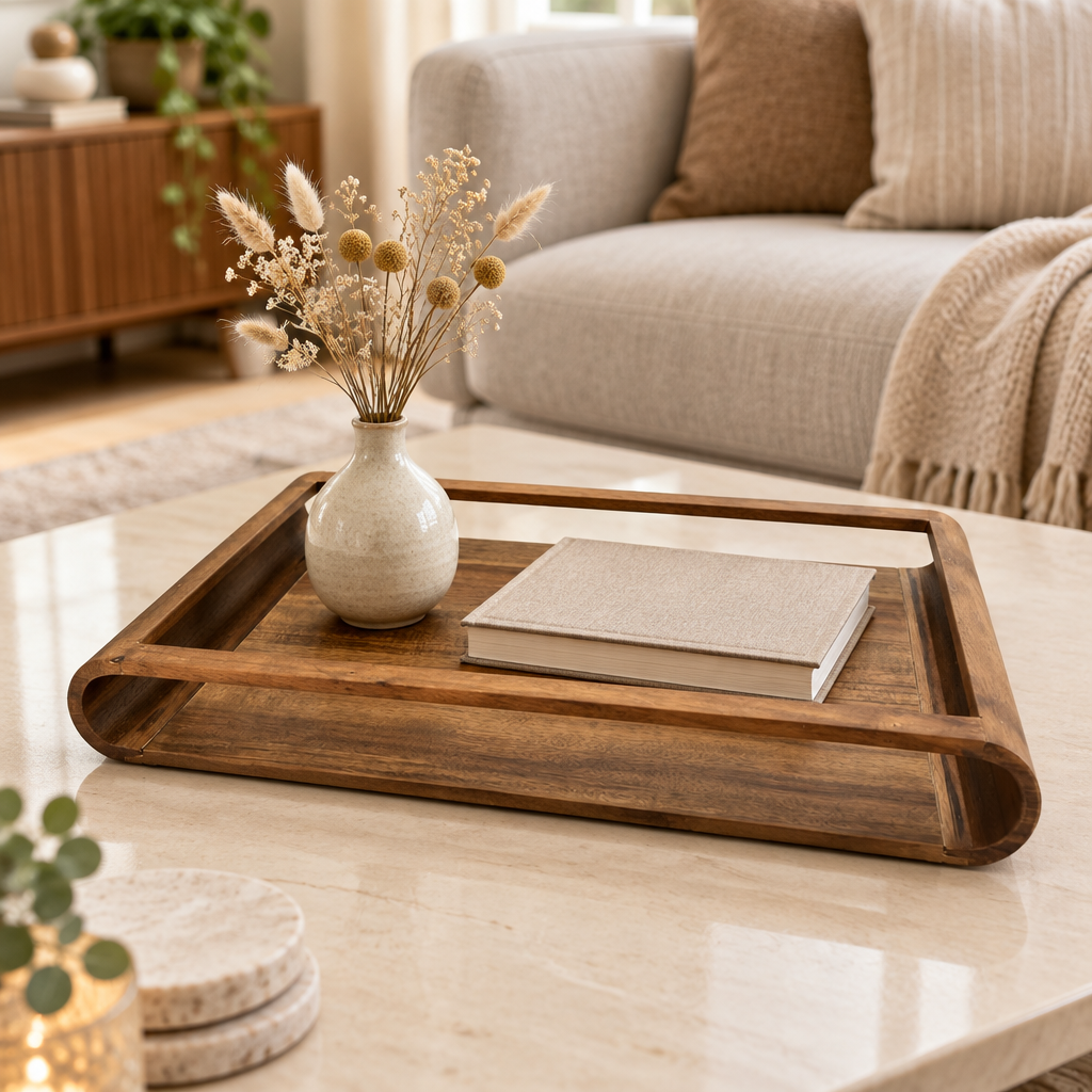 Luhpar Rectangular Wooden Tray – 50×35cm