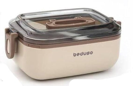 Beduso Lunch Box 1000ml, Stainless Steel Inner Tank, Sealed Snap - On Design, Beige - Al Kabayel Discount CentreBeduso Lunch Box 1000ml, Stainless Steel Inner Tank, Sealed Snap - On Design, BeigeFood ContainersBEDUSOAl Kabayel Discount Centre