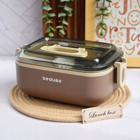 Beduso Lunch Box 1000ml, Stainless Steel Inner Tank, Sealed Snap - On Design, Brown - Al Kabayel Discount CentreBeduso Lunch Box 1000ml, Stainless Steel Inner Tank, Sealed Snap - On Design, BrownFood ContainersBEDUSOAl Kabayel Discount Centre