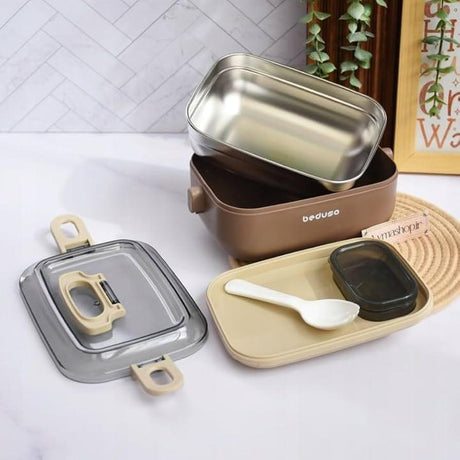 Beduso Lunch Box 1000ml, Stainless Steel Inner Tank, Sealed Snap - On Design, Brown - Al Kabayel Discount CentreBeduso Lunch Box 1000ml, Stainless Steel Inner Tank, Sealed Snap - On Design, BrownFood ContainersBEDUSOAl Kabayel Discount Centre