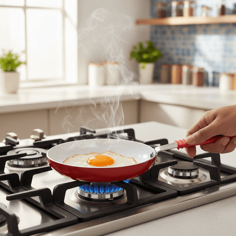 Beefit Red Mini Ceramic Coated Fry Pan 14cm – Non-Stick Metal Skillet with Silicone Handle for Eggs, Sauces & Single Servings - Al Kabayel Discount CentreBeefit Red Mini Ceramic Coated Fry Pan 14cm – Non-Stick Metal Skillet with Silicone Handle for Eggs, Sauces & Single ServingsFrying Pans & SkilletsBEEFITAl Kabayel Discount Centre