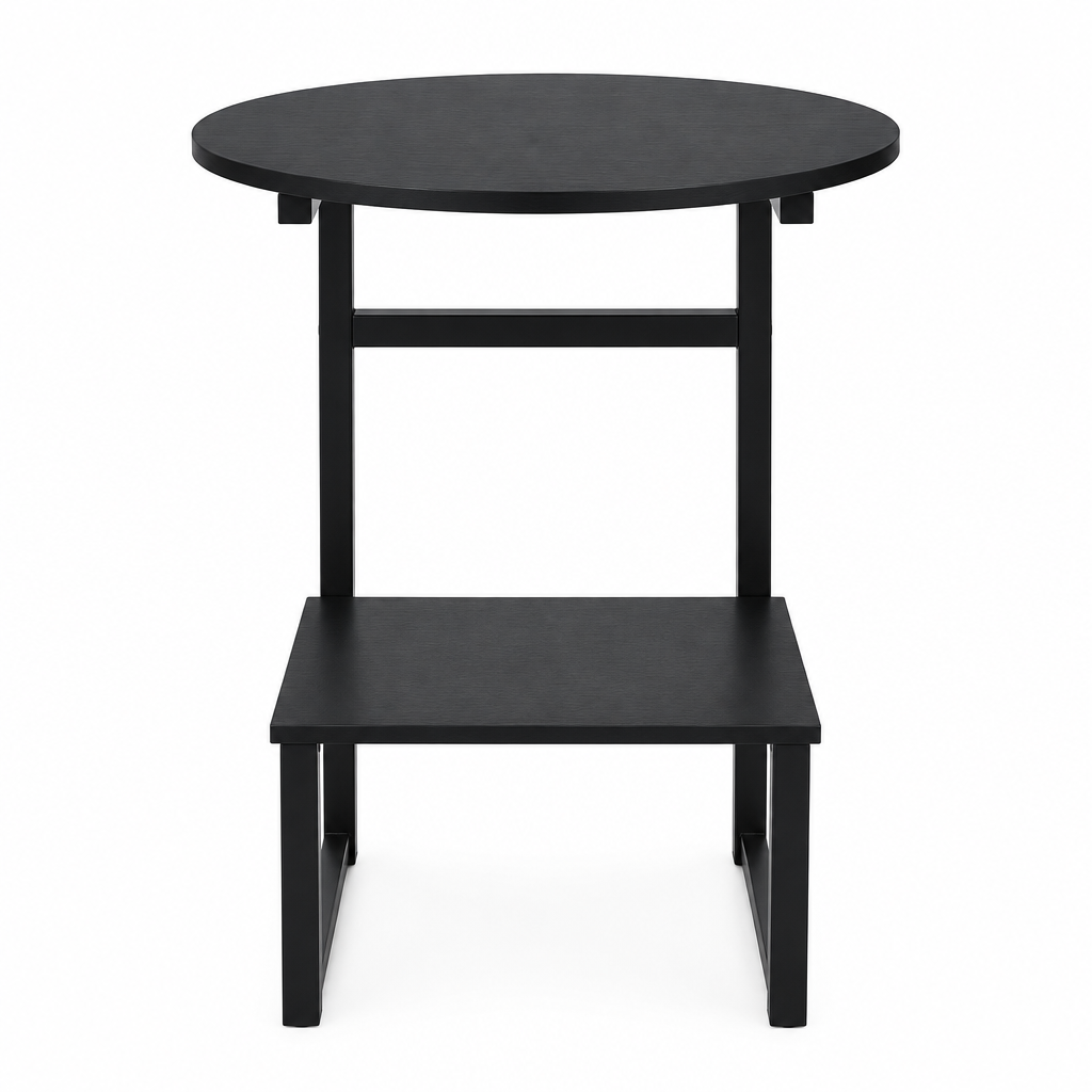 Wooden and Metal 2-Tier Side Table - 55×40cm