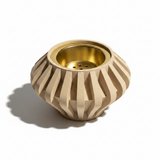 Beige Chalk Incense Burner with Gold Brass Insert — Ribbed Geometric Design | 7cm - Al Kabayel Discount CentreBeige Chalk Incense Burner with Gold Brass Insert — Ribbed Geometric Design | 7cmIncense BurnerAKDCAl Kabayel Discount Centre