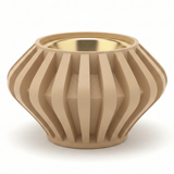 Beige Chalk Incense Burner with Gold Brass Insert — Ribbed Geometric Design | 7cm - Al Kabayel Discount CentreBeige Chalk Incense Burner with Gold Brass Insert — Ribbed Geometric Design | 7cmIncense BurnerAKDCAl Kabayel Discount Centre