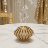 Beige Chalk Incense Burner with Gold Brass Insert — Ribbed Geometric Design | 7cm - Al Kabayel Discount CentreBeige Chalk Incense Burner with Gold Brass Insert — Ribbed Geometric Design | 7cmIncense BurnerAKDCAl Kabayel Discount Centre