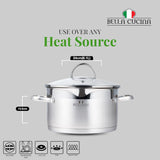 Bella Cucina Casserole Ø24X13.5Cm S/S Induction With Lid, Exceptional Durability and Strength Safe Cooking Pot - Al Kabayel Discount CentreBella Cucina Casserole Ø24X13.5Cm S/S Induction With Lid, Exceptional Durability and Strength Safe Cooking PotCasserolesBELLA CUCINAAl Kabayel Discount Centre