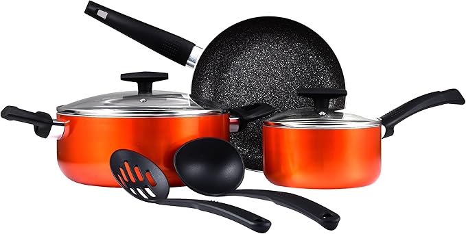 BERGNER SHINE 7PCS COOKWARE SET, PRESSED ALUMINUM COOKING SET, MARBLE+ NON - STICK COATING COOKWARE, INDUCTION BOTTOM COOKING POT SET, SUITABLE FOR ALL STOVES, METALIC ORANGE COLOR - Al Kabayel Discount CentreBERGNER SHINE 7PCS COOKWARE SET, PRESSED ALUMINUM COOKING SET, MARBLE+ NON - STICK COATING COOKWARE, INDUCTION BOTTOM COOKING POT SET, SUITABLE FOR ALL STOVES, METALIC ORANGE COLORCookware SetBERGBERAl Kabayel Discount Centre