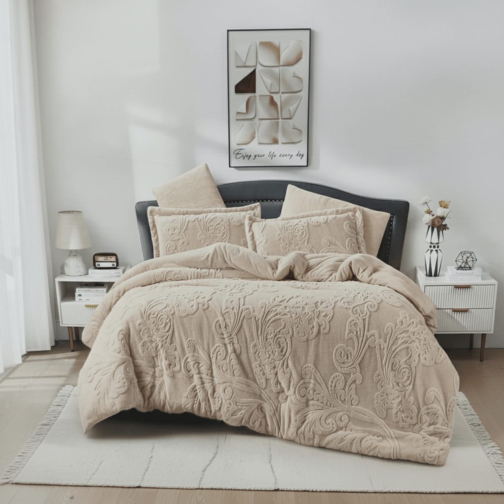 Beroea Premium 6 - Piece Light Beige Microfibre Comforter Bedding Set – Ultra Soft King Size Comfort - Al Kabayel Discount CentreBeroea Premium 6 - Piece Light Beige Microfibre Comforter Bedding Set – Ultra Soft King Size ComfortBeddingBEROEAAl Kabayel Discount Centre